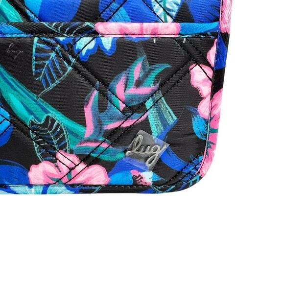 Lug Tango SE Travel RFID Wallet Nylon Quilted Floral Black Blue Pink Green White - Picture 3 of 13